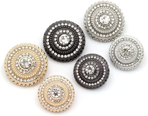5Pcs Metal Rhinestone Button Crafted Gemstone Crystal Embellishments Bulk for Making Wedding DIY Decoration(Golden,22mm) in Saudi Arabia