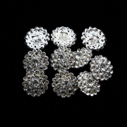 أزرار Leekayer 10 قطع أزرار كريستالية للسترات، أزرار معطف 15 مم أزرار ماسية زجاجية فضية لأزرار تزيين حقيبة القبعة بكميات كبيرة in Kuwait