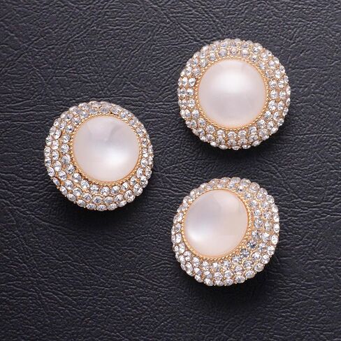 4 PCS Rhinestone Pearl Buttons Embellishments, Sparkly Crystal Decorations for Sewing Crafts Clothing DIY Jewelry Making Wedding Accessory Bouquet (Pearl-2) in Saudi Arabia
