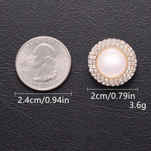 4 PCS Rhinestone Pearl Buttons Embellishments, Sparkly Crystal Decorations for Sewing Crafts Clothing DIY Jewelry Making Wedding Accessory Bouquet (Pearl-2) in Saudi Arabia