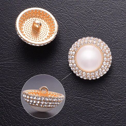 4 PCS Rhinestone Pearl Buttons Embellishments, Sparkly Crystal Decorations for Sewing Crafts Clothing DIY Jewelry Making Wedding Accessory Bouquet (Pearl-2) in Saudi Arabia