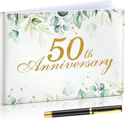 Patelai Wedding Anniversary Guest Book Anniversary Decorations Wedding Guest Book Sign Alternative 50th Anniversary Party Favors Guest Book with Pen, 112 Pages(50th Anniversary) in Saudi Arabia