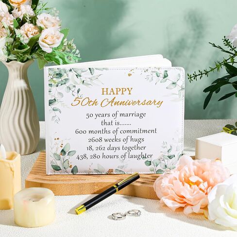 Patelai Wedding Anniversary Guest Book Anniversary Decorations Wedding Guest Book Sign Alternative 50th Anniversary Party Favors Guest Book with Pen, 112 Pages(50th Anniversary) in Saudi Arabia
