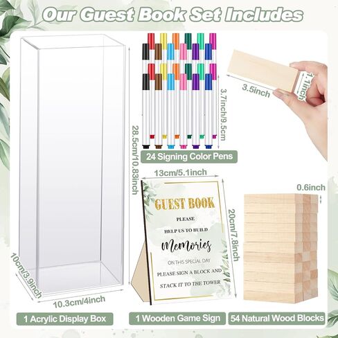 80 Pcs Wedding Guest Book Alternative Wooden Block Guest Book for Wedding Sign in Wedding Book Wooden Block Wedding Games Bridal Shower Game for Wedding Sign in, Reception (Greenery) in Saudi Arabia