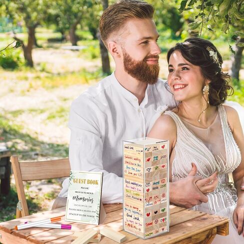 80 Pcs Wedding Guest Book Alternative Wooden Block Guest Book for Wedding Sign in Wedding Book Wooden Block Wedding Games Bridal Shower Game for Wedding Sign in, Reception (Greenery) in Saudi Arabia