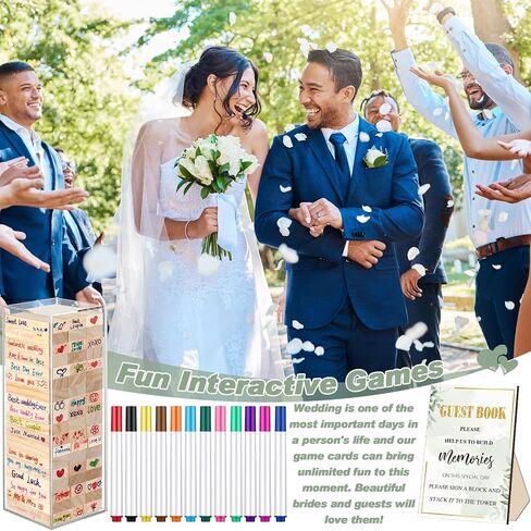 80 Pcs Wedding Guest Book Alternative Wooden Block Guest Book for Wedding Sign in Wedding Book Wooden Block Wedding Games Bridal Shower Game for Wedding Sign in, Reception (Greenery) in Saudi Arabia