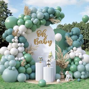 Gender Reveal Balloon Arch Kit,122Pcs Blush Pink Dusty Blue Sand White Peach Balloons for Gender Reveal Party Boho Wedding Bridal Engagement Baby Shower Anniversary Birthday Party Decorations