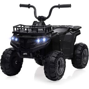 12V Kids Ride On Electric ATV, 4-Wheeler Quad ATV Play Car w/ 1.8MPH Max Speed, Treaded Tires, Rubber Handles, Push-Button Accelerator, Led Headlights, Red