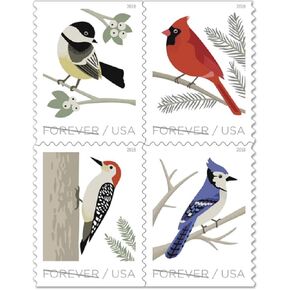 USPS Forever Stamp Sheets Featuring Birds (5 Sheets, Birds in Winter)