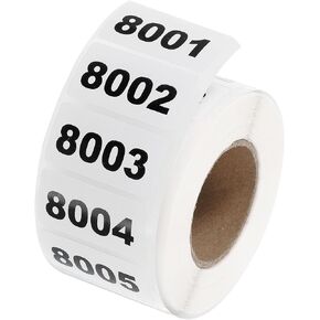 uxcell 1 Roll Inventory Number Sticker, 8001-9000 Consecutive Numbered Labels Self Adhesive Waterproof Labels Tag for Storage Classification Supplies (1.6x0.8 Inch)
