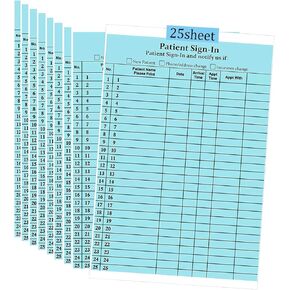 Patient Sign-in Label Forms 8-1/2" x 11" - Patients Sign in Sheets Compliant with HIPAA 25 Labels/Sheet, 25 Sheets/Pack (Blue)
