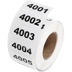 uxcell 1 Roll Inventory Number Sticker, 4001-5000 Consecutive Numbered Labels Self Adhesive Waterproof Labels Tag for Storage Classification Supplies (1.6x0.8 Inch)