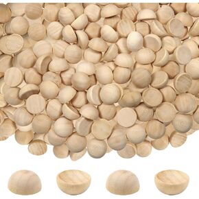 TOAOB 100pcs Half Wooden Balls 10mm Unfinished Split Wood Beads for DIY Christmas Home Party Crafts Decor Supplies