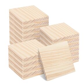 36 PCS 4 Inch Unfinished Wood Coasters, Premium Square Wooden Plaques for DIY Crafts, Drawing, Painting, Wood Engraving, Wood Burning, Laser Scroll Sawing and Home Decoration