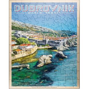 MyPuzzle Dubrovnik, Croatia - A Jewel of The Dalmatian Coast, Vintage Travel Poster - Premium 500 Piece Jigsaw Puzzle for Adults