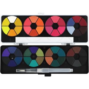 Creative Inspirations Professional Watercolor Paint Set - 48 Dye-Based Watercolor Paints for Adults - Compact, Vibrant, Travel-Friendly Set with Water Brush Pen and Mixing Lid