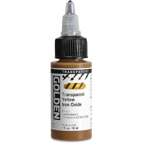 High Flow Acrylics by GOLDEN, Transparent Yellow Iron Oxide, 1 fl. oz. Bottle, Professional Acrylic Paint, Transparent
