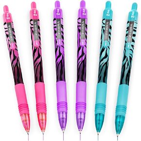 Zebra Z-Grip Smooth Ballpoint Pen - 1.0mm - Funky Flame - Stripe Barrel - Blue, Pink, Violet - Pack of 6