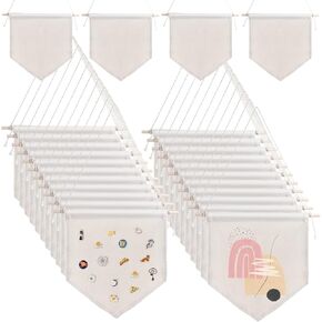 30PCS Blank Canvas Banners - Wall Decorative DIY Wall Display Hanging Flags, Enamel Pin Wall Display Banners for Enamel Lapel Badge Collection
