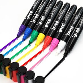 Grund Liquid Chalk Markers - Pack of 8 Erasable Markers. With Reversible Tips (6mm & 3mm). Non-Toxic Ink. Markers for School