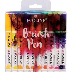 Royal Talens Ecoline Liquid Watercolor Brush Pen, Set of 20 Colors (11509004)