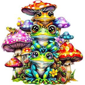 WOODBESTS Wooden Puzzle for Adults (260 Piece, Large, 13.3x12.8 inches) Frog Family Puzzle Wood Puzzles Adult, Wooden Jigsaw Puzzles Unique Shape, Birthday Gifts for Adults and Kids Family Game