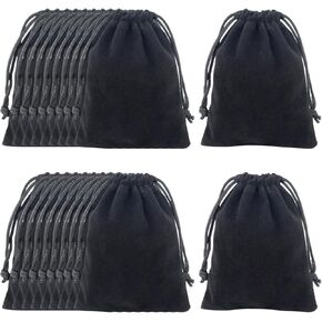 Honbay 3x4 inches Small Velvet Drawstring Pouches Black Velvet Cloth Bags Jewelry Bags Gift Wrapping Bags for Small Jewelry Bracelet Headphones Keychains Beads Watches (10)