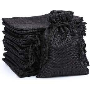 Naler 24pcs Burlap Bags with Drawstring Linen Gift Bags Jewelry Pouches Sacks for Wedding, Party Favors, DIY Craft, Presents, 4 x 6 Inch, Navy Blue