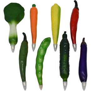 Maydahui 8 PCS Vegetables Shaped Ballpoint Pens Artificial Corn Red Pepper Carrot Eggplant Cucumber Green Pepper Chinese Cabbage Kidney Bean Pen for Students Women Homemaker