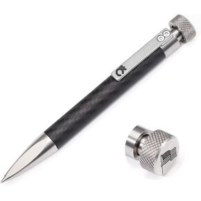 Cool Hand 5" Retractable Office Business Writing Pen with Fidget Spinner, EDC Ballpoint Pen, Carbon Fiber Barrel, Ballpoint Ink Refillable, CNC Machined Clip