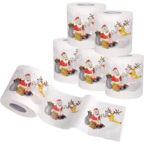 SummitLink 6 Rolls of Merry Christmas Santa Claus Toilet Paper Tissue Napkin Prank Fun Birthday Party Novelty Gift Idea