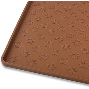 Pet Placemat for Dog and Cat, Waterproof Silicone Pet Feeding Bowl Mats for Food and Water, Small Medium Large Dogs Mat Prevent Residues from Spilling to Floor, Brown, 31.5" 23.6"