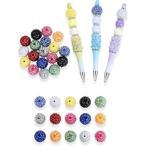 120Pcs Large Hole Beads Rhinestone European Beads for Bracelet Jewelry Making 12mm Diamond Snake Chain Supplies DIY Crafts Charm Crystal Rondelle Spacer Beads for Pens(Mixcolors)