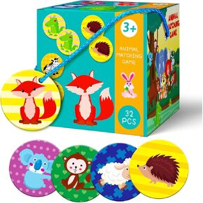 Memory Card Game - 16 Pairs Animals Memory Card Games for Kids 3 and Up,Memory Game for Toddlers 3 Years, Memory Matching Game for Toddlers Education, Non Toxic Memory Card Games of Gift for Kids