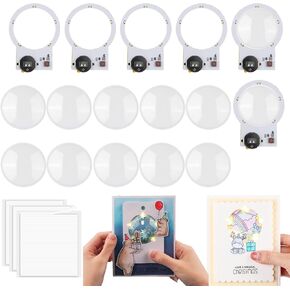 BAOFALI 16 PCS/Set 6Circular Creative Easy Halo Lights & Easy LightsWith 10 Shaker Domes for DIY Light-Up Christmas Cards Making Scrapbook Decoration ;Self-Adhesive Light-Up Units with Warm WhiteLEDs
