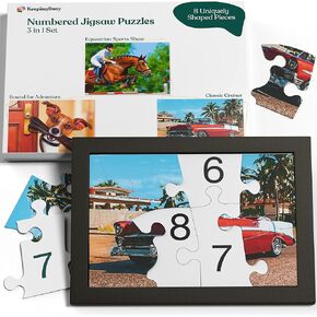 Keeping Busy Dementia Puzzles for Seniors | 3 in 1 Set | Numbered 8 Piece Alzheimer Puzzle for Seniors with Dementia Puzzle | Alzheimers Puzzles for Dementia Patients Puzzles for Dementia Seniors