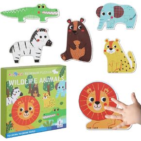 FLYINGSEEDS 6 Packs Vehicles Shaped Wooden Jigsaw Puzzles for Toddlers 1-3, Easy Puzzles with Pattern Blocks, Montessori Learning Toys Preschool Educational Game Class Teaching Best Gifts for Kids 2-4