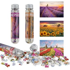 MISITU Small Jigsaw Puzzles for Adults Mini Puzzles 150 Pieces Micro Pieces Small Puzzles Challenging Difficult Puzzles Travels Puzzles Lavender Tulip Sunflowers Puzzles 6 x 4 inch 3 Pack