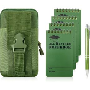 6Pcs Write in the Rain Notebook, Waterproof Notebook, Pocket Notebook with Pen, Waterproof Notepad, All Weather Notebook 3x5, Small Notebooks & Pouch & Pen for Outdoor Activities Recording