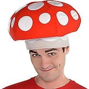 Amscan White & Red Mushroom Plush Caps - Perfect for Parties, Cosplay & Festivities