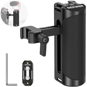 NEEWER Wooden Side Handle Grip with NATO Clamp, 1/4" & 3/8" Threads for ARRI, Cold Shoe, Vertical Adjustment, Compatible with SmallRig Camera Cage NEEWER Video Rig, Max Load: 22lb/10kg, CA100