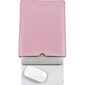 13-Inch Genuine Leather Laptop Sleeve Case with Mousepad for 13 Inch MacBook Pro Model A1989 / A1708 / A1706 and MacBook Air A2179 A1932, Surface Laptop (13 Inch, Pink)