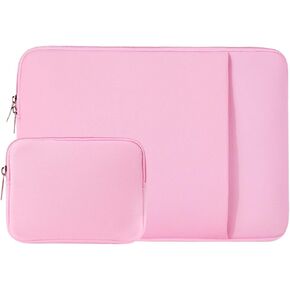 14 Inch Laptop Sleeve Case Protective Soft Padded Zipper Cover Carrying Computer Bag with Front Pocket & Accessories Pouch,Compatible with 14" Notebook Chromebook Tablet Ultrabook (Pink)