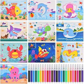 OSDUE 12 Pieces EVA Foam Art Crafts Gift Kit, 3D EVA Foam Sticker Puzzle Game, DIY Cartoon Animal Painting Stickers for Kids Ages 4+ Toddler, Preschool Learning Toy for Easter Birthday Party Favor