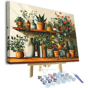 TUMOVO DIY Paint by Number for Adult, Florsit Flower Shop Paint by Numbers, Architecture Building Adult Paint by Numbers Kits on Canvas, 16X20 Inch Flowers Paint by Numbers for Adults Beginners