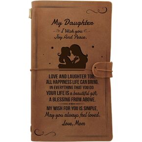 Engraved Leather Notebook To My Daughter Gifts- Hand-Crafted Genuine Leather Journal for Travel Diary Journal Sketch Book - Perfect Anniversary Christmas For Daughter From Dad Gifts
