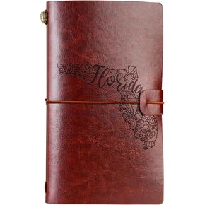 InnoBeta US States Themed Travel Homesick Gift, Florida Gifts Souvenirs for Men & Women, 7.8"x5" Leather Embossed Refillable Notebook, Perfect for Christmas & Birthday