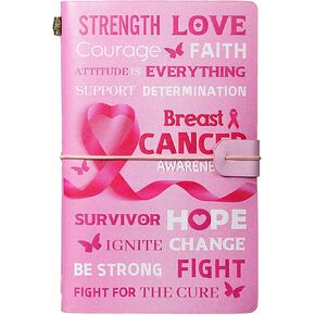 هدية للتوعية بسرطان الثدي، دفتر ملاحظات مبطن بشريط جلدي وردي، هدايا الناجيات من السرطان للنساء والأصدقاء المرضى، مجلة سفر ملهمة، دفتر مذكرات قوة الأمل والإيمان والشجاعة in Kuwait