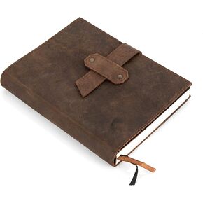 Dark Brown Leather Journal with Refillable Writing Notebook Vintage Antique Leather Bound Daily Notepad for Men + Women,Travel diary Soft rustic leather Art Sketchbook 8x6 inch