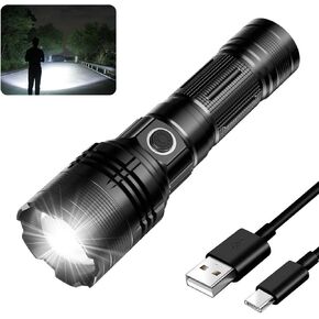 E-SHIDAI Led Rechargeable Flashlight, Tactical Flashlights 800000 High Lumens, USB C Bright Flashlights, Handheld Flashlights for Camping, Police, etc